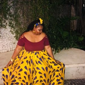 Beautiful yellow Ankara print skirt